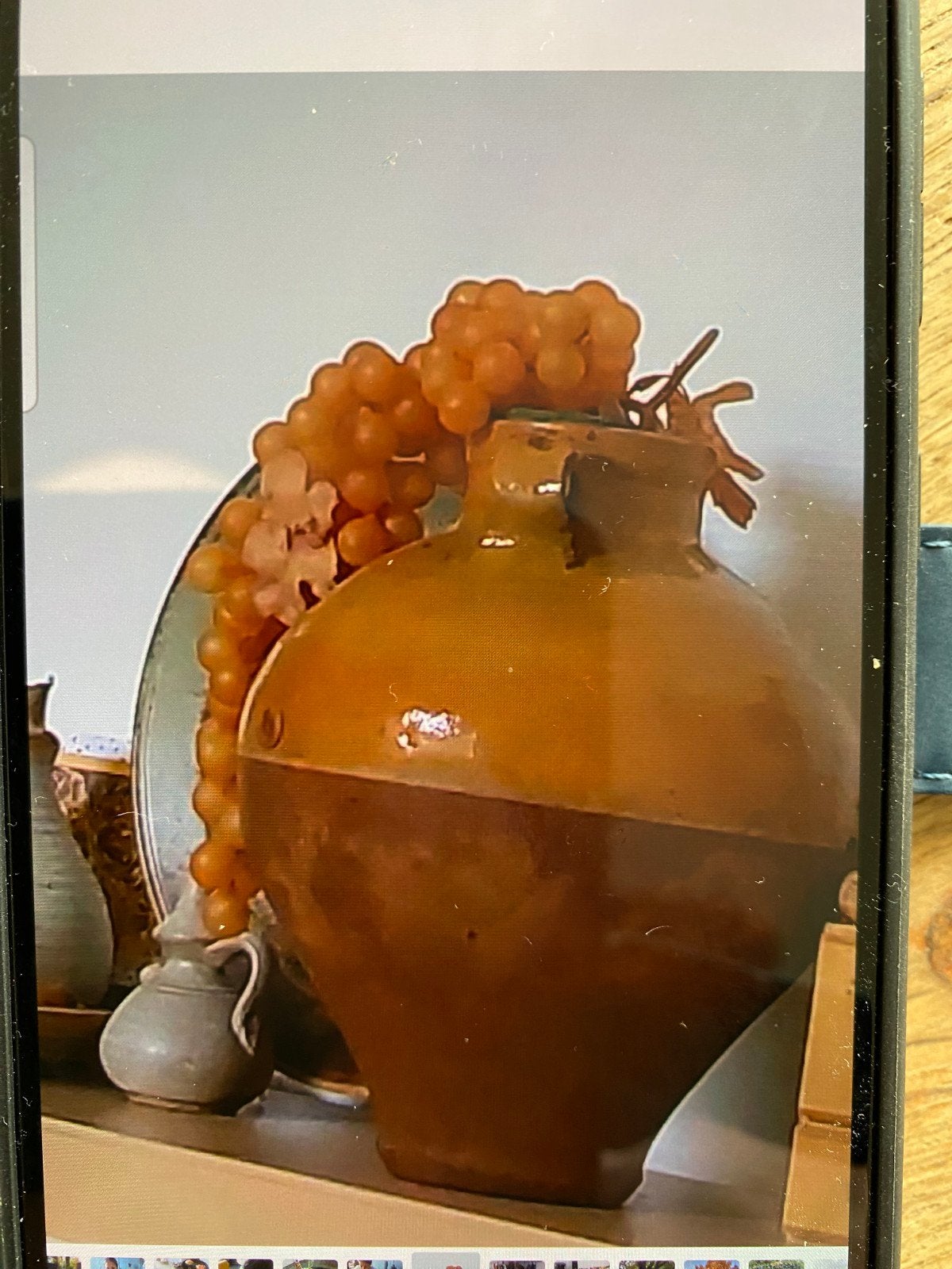 Antieke Franse kruik met 2 oren en poster stilleven, Ophalen of Verzenden