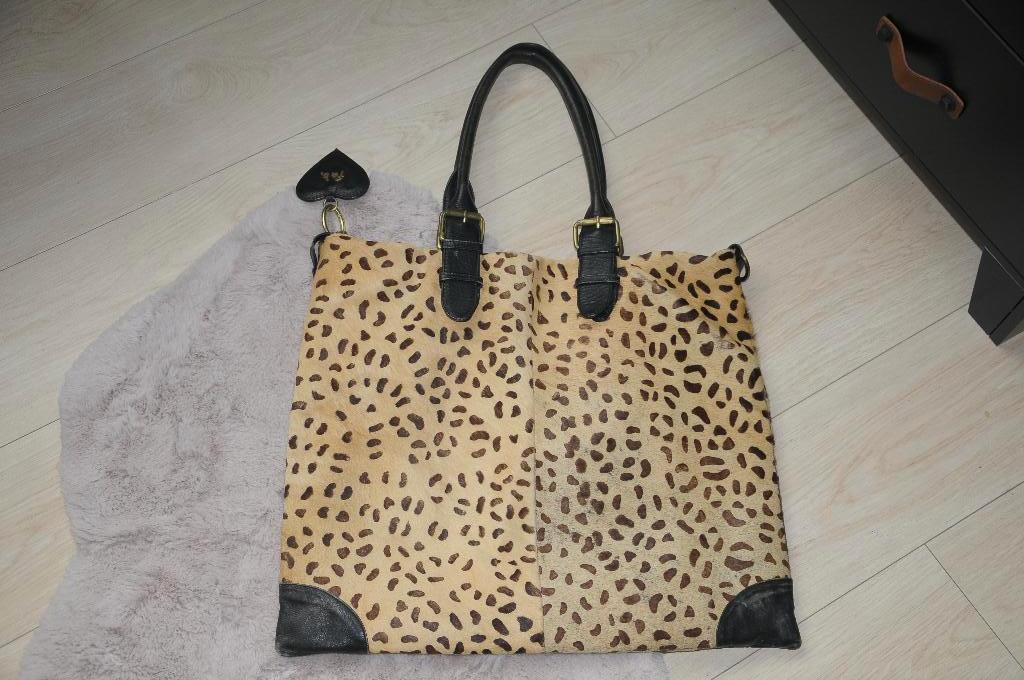 Gave echt leren leopard tas van FAB / Fabienne Chapot!, Ophalen of Verzenden, Gebruikt, Bruin, Handtas