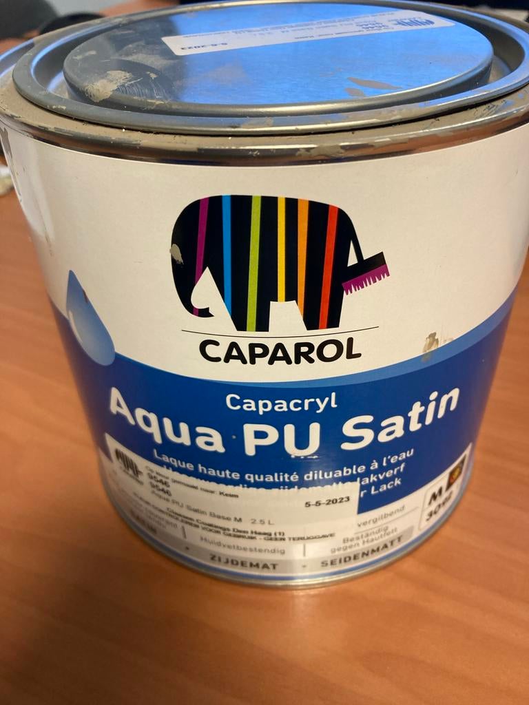 Caparol Aqua PU Satin zijdeglans grijs - ca. 1,5L, Ophalen of Verzenden, Zo goed als nieuw