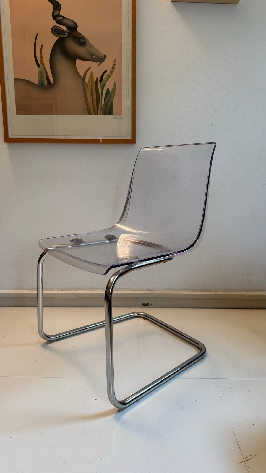 IKEA Tobias Stoel - Transparant met Chroom Onderstel, Huis en Inrichting, Stoelen, Ophalen, Kunststof, Gebruikt, Overige kleuren