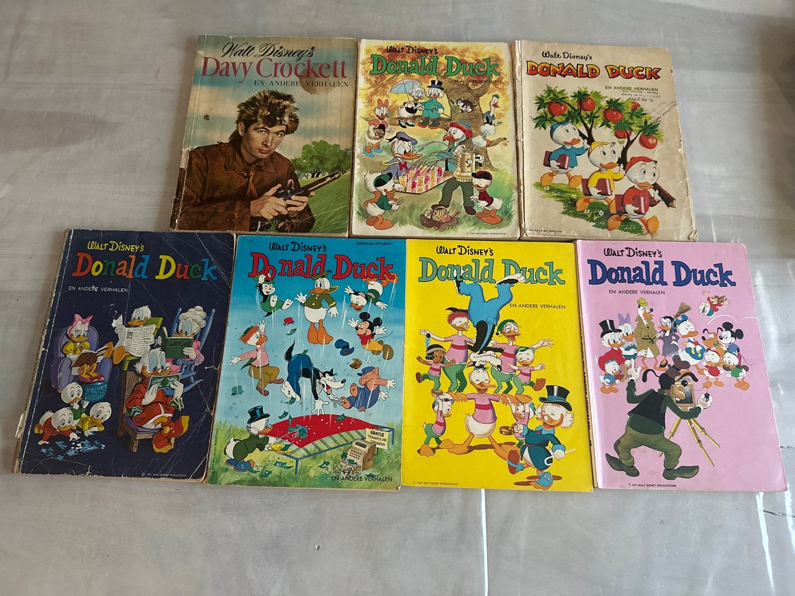 Donald Duck en Davy Crockett stripboeken - 7 stuks, Boeken, Stripboeken, Meerdere stripboeken, Ophalen of Verzenden, Gelezen