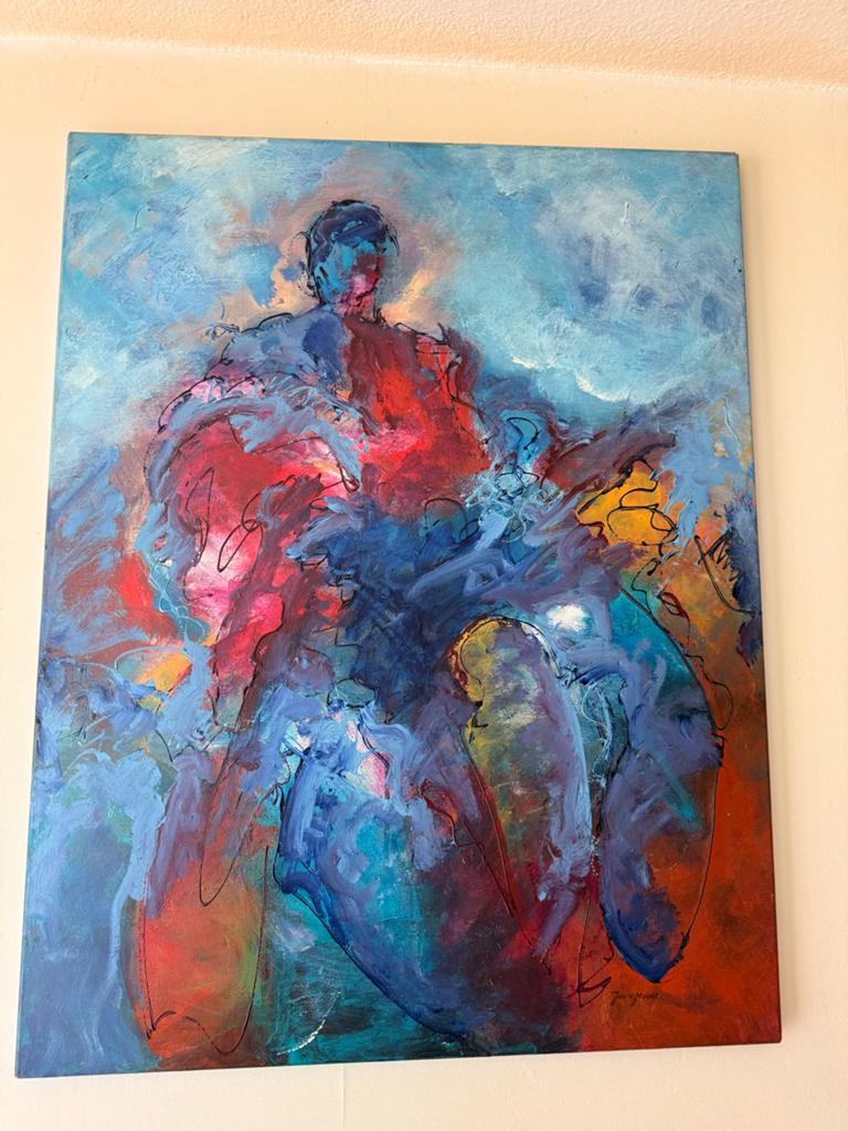 Abstract Schilderij Jan V. Noort - 91x70cm, Antiek en Kunst, Ophalen of Verzenden