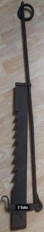 antieke smeedijzeren zaaghaal voor in de open haard 99-149cm, Ophalen of Verzenden