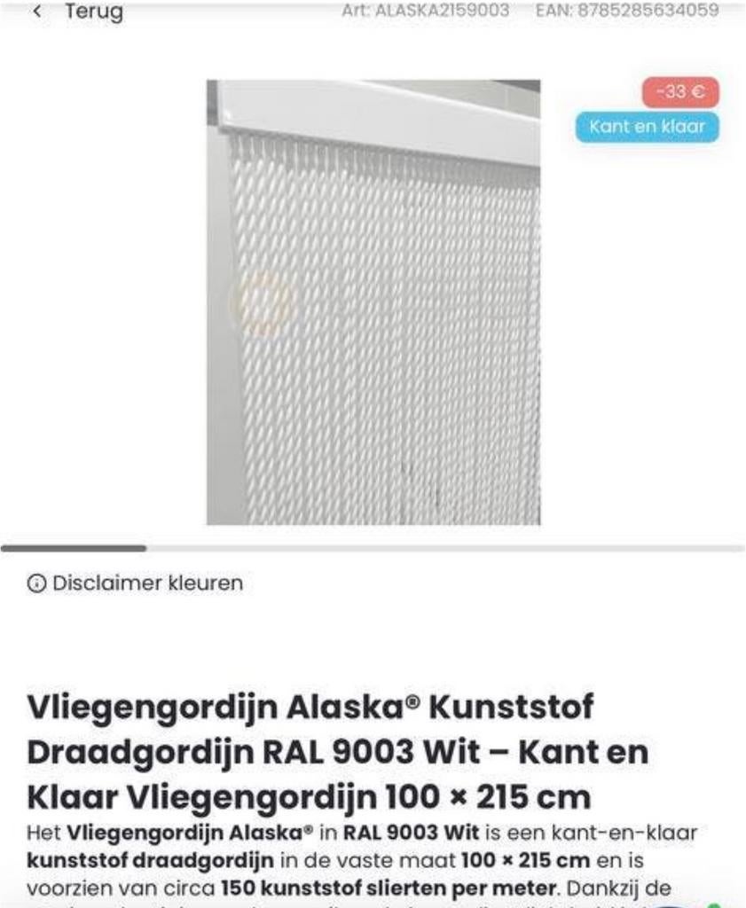 Zgan Teab Vliegengordijn Alaska Kunststof Draadgordijn, Verzenden, Zo goed als nieuw, Wit