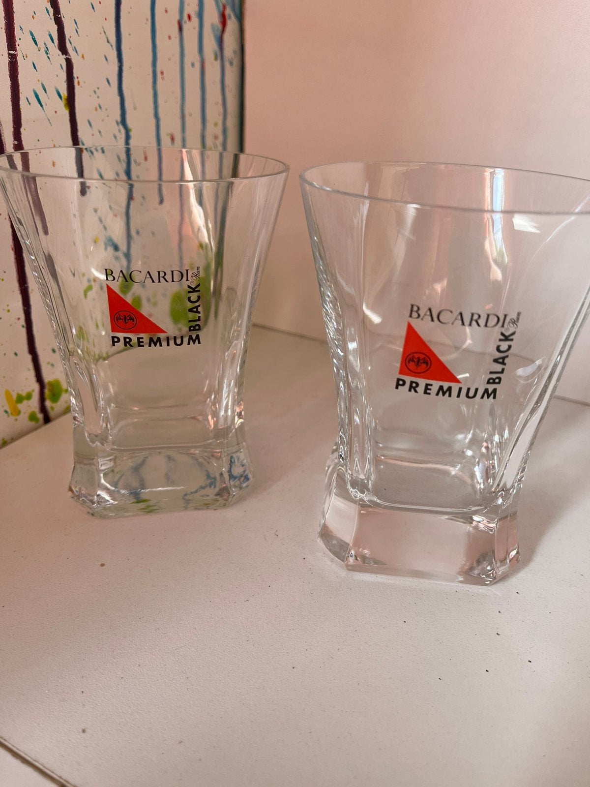 Bacardi glazen set van 2 glazen, Verzamelen, Ophalen of Verzenden, Nieuw, Borrel- of Shotglas