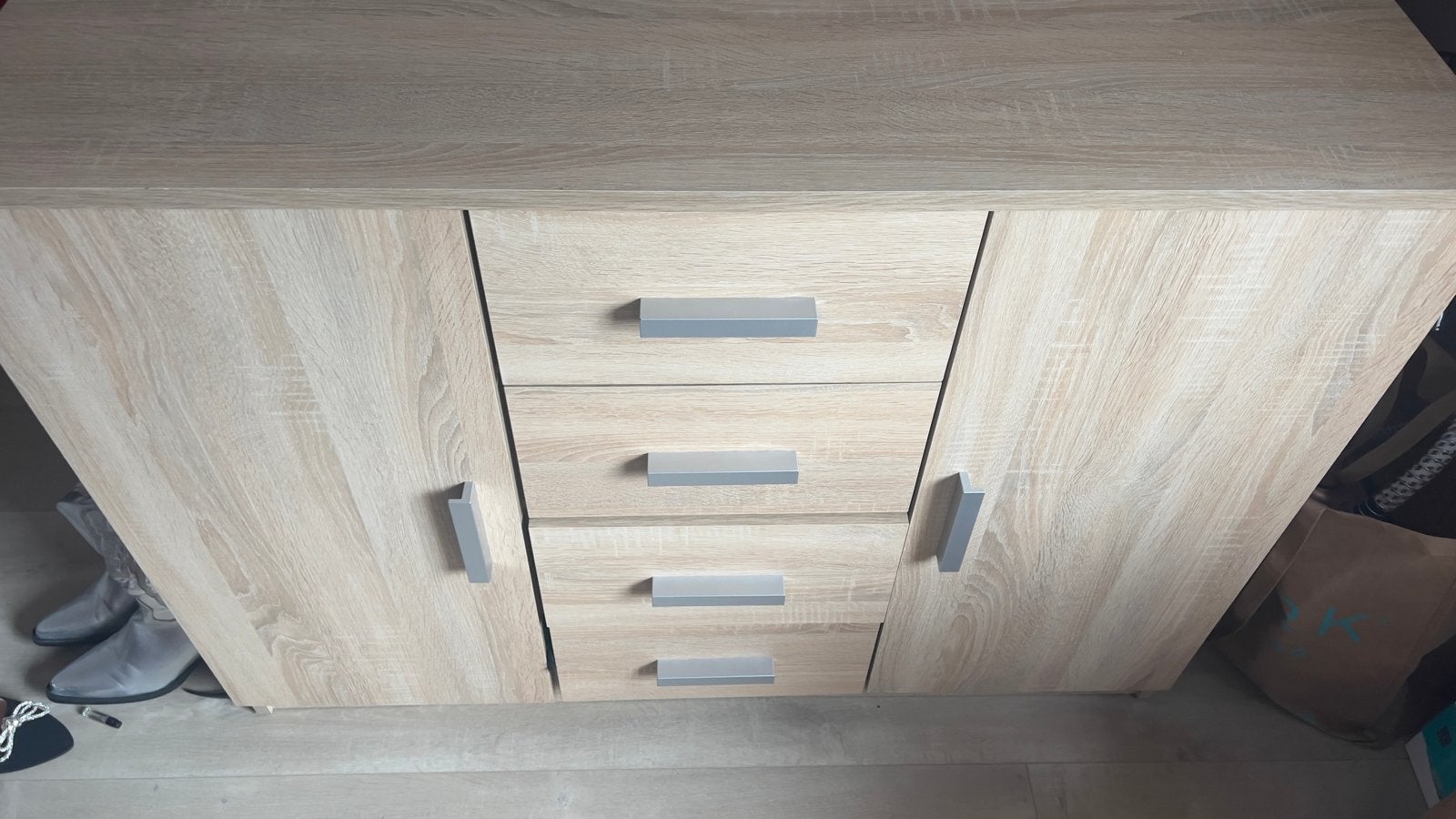 Lichtbruin dressoir met lades en deuren, Huis en Inrichting, Kasten | Dressoirs, Ophalen, Gebruikt, 100 tot 150 cm, Met lade(s)