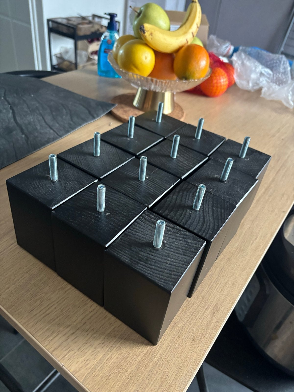 12x Swiss Sense houten bedpoten zwart 13 cm M8, Tweepersoons, Ophalen of Verzenden, Zo goed als nieuw, Hout