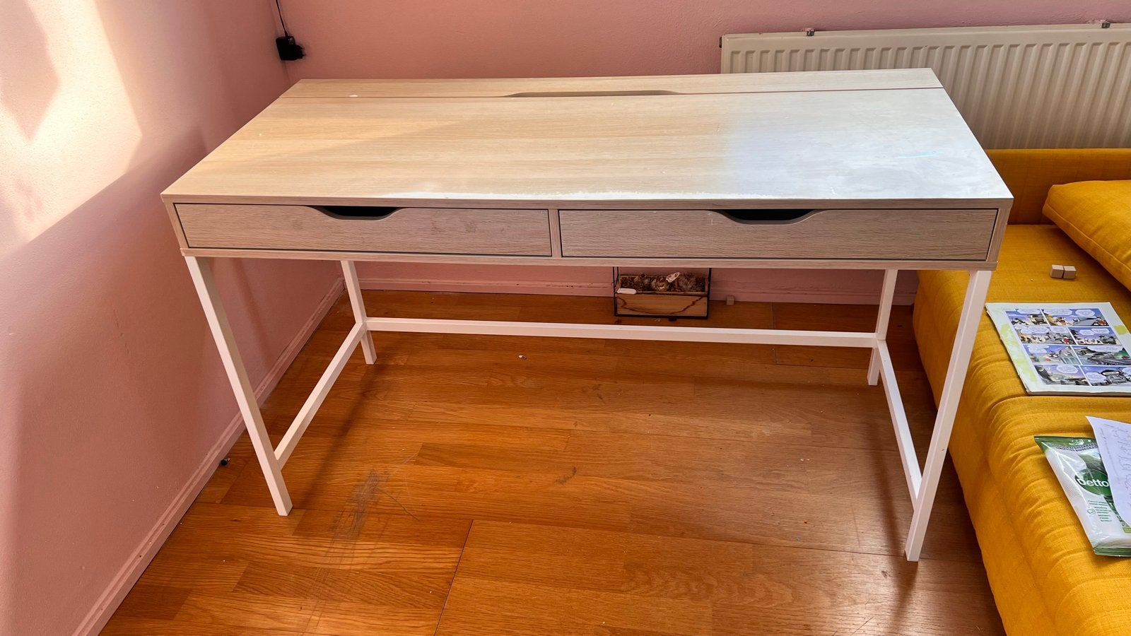 IKEA Alex bureau - Licht hout, Huis en Inrichting, Bureaus, Ophalen, Gebruikt, Met lades, Spaanplaat of MDF
