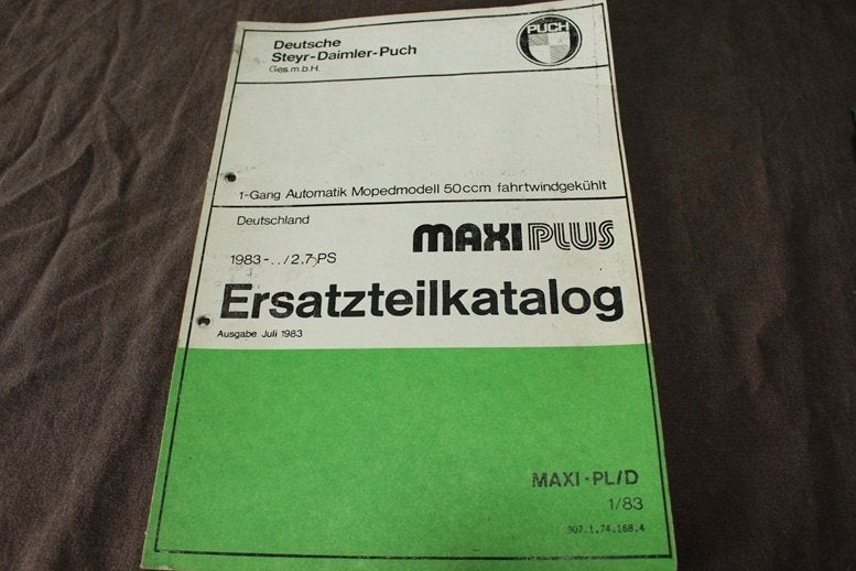 Puch Maxi Plus 1983 moped ersatzteil katalog, Fietsen en Brommers, Handleidingen en Instructieboekjes, Ophalen of Verzenden, Gebruikt