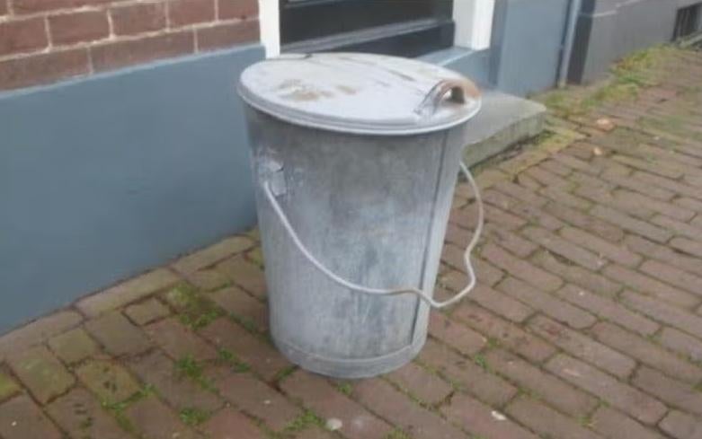 Vintage zinken afvalemmer, vuilnisemmer vuilnisbak afvalbak, Ophalen of Verzenden