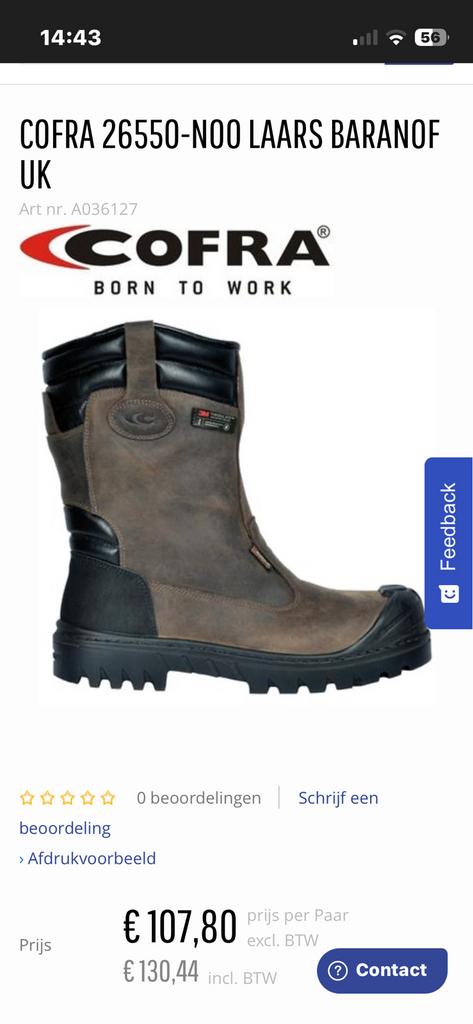 werkschoenen laarzen, Kleding | Heren, Schoenen, Ophalen of Verzenden, Zo goed als nieuw