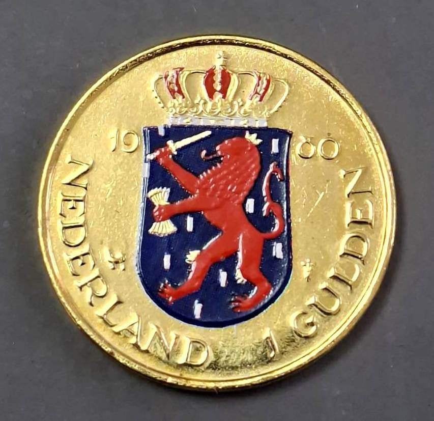 Nederland Dubbelop Gulden 1980 Verguld, Ophalen of Verzenden, Koningin Beatrix, 1 gulden, Losse munt