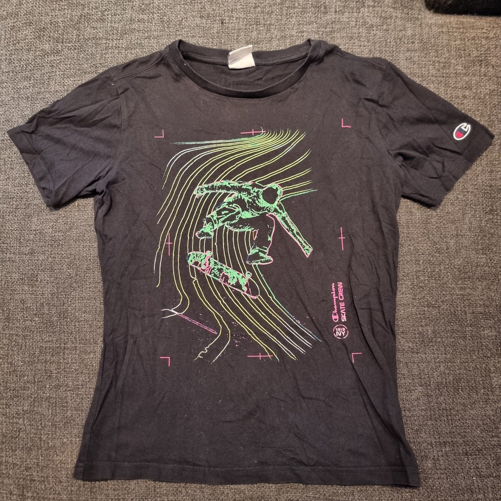 Champion Skate Crew T-shirt - Zwart met print, Zwart, Maat 46/48 (XL) of groter, Ophalen of Verzenden, Korte mouw
