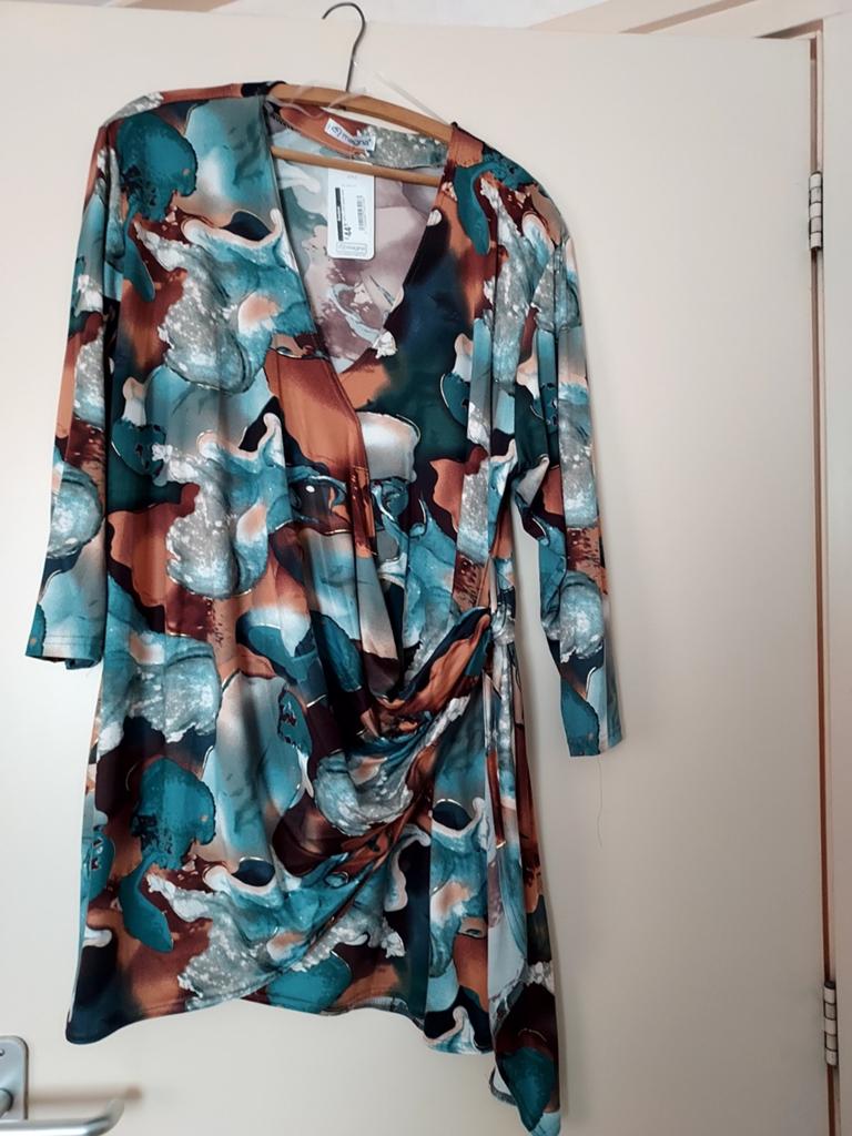 Nieuwe Magna jurk maat 56-58, petrolkleurige print, Kleding | Dames, Maat 46/48 (XL) of groter, Nieuw, Ophalen of Verzenden, Magna
