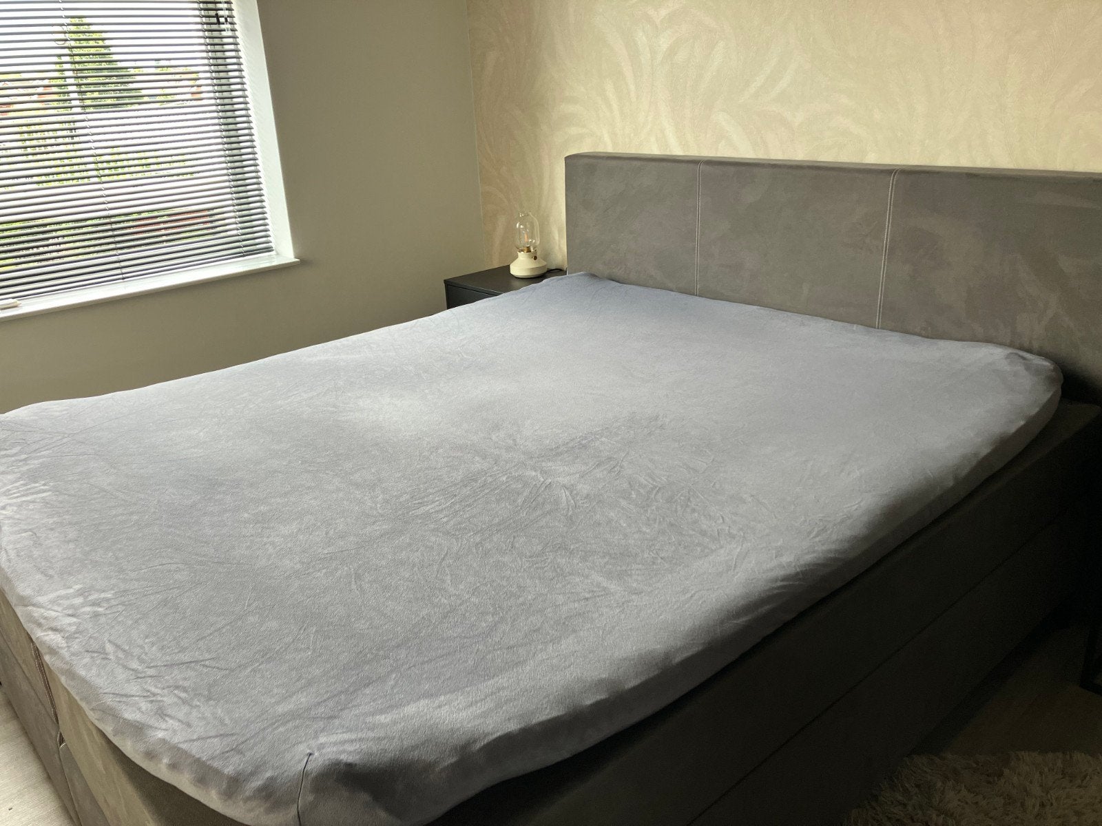 2x Optidee Optimink Hoeslaken (180-200 x 200-220 cm) grijs, Huis en Inrichting, Ophalen, Hoeslaken of Sloop, Ademend, Tweepersoons