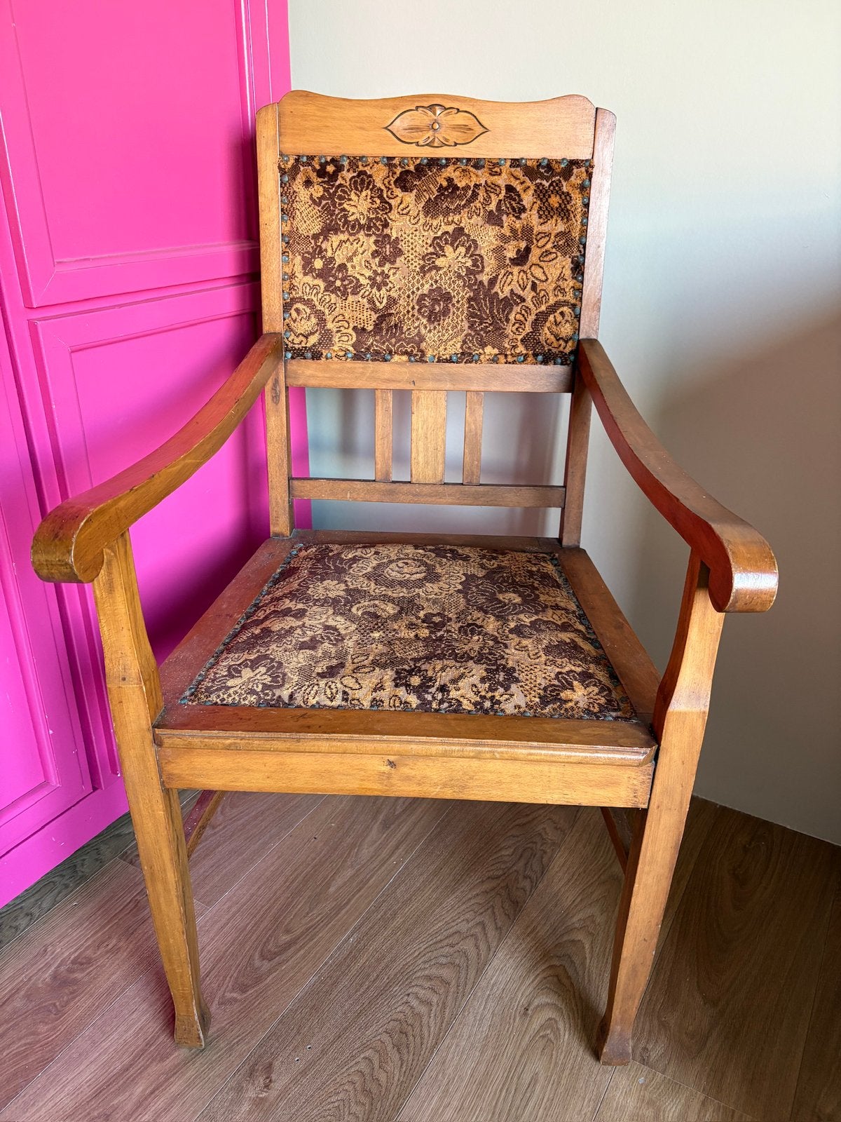 Vintage salonfauteuil, bloemenpatroon, sierlijk (set van 2), Ophalen