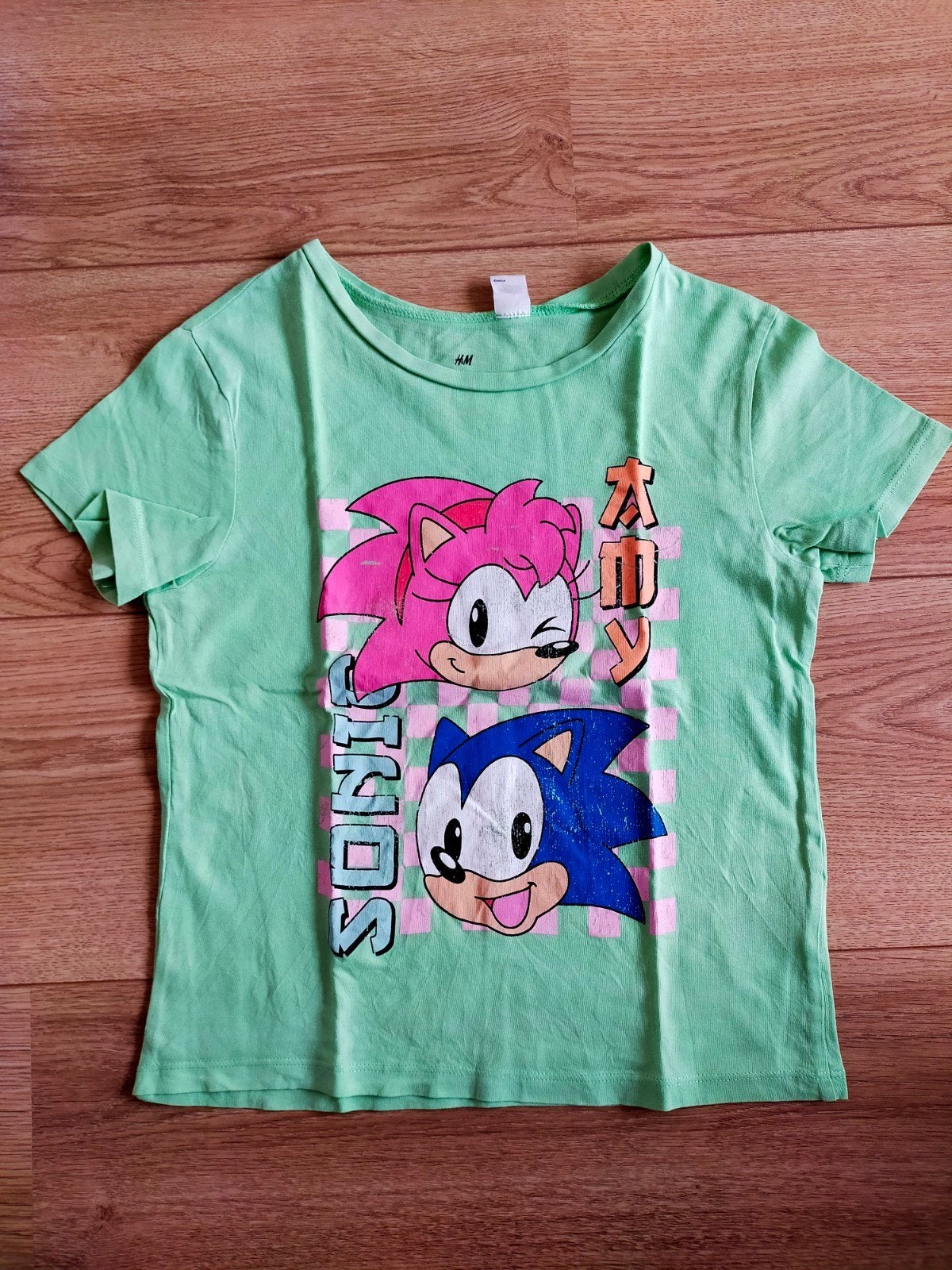 Zgan! Stoer groen Sonic shirtje van H&M. Mt 122/128, Meisje, H&M, Ophalen of Verzenden, Zo goed als nieuw