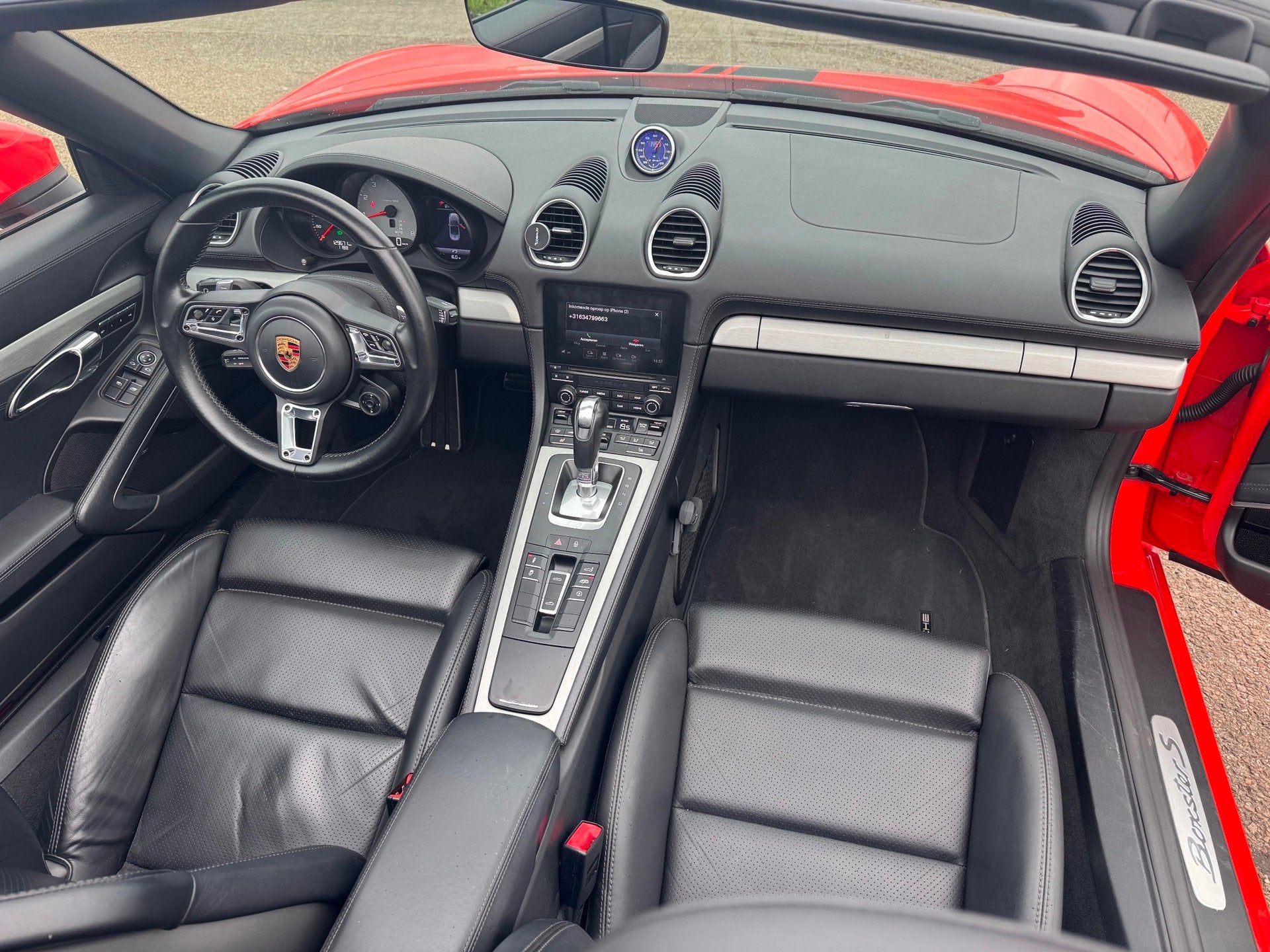 Porsche 718 Boxster S 2.5 350PK PDK Lava Orange Sportchrono, Auto's, Achterwielaandrijving, Gebruikt, Euro 6, Cabriolet