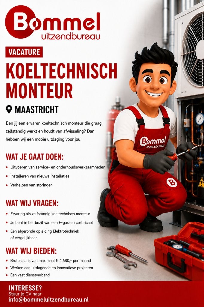 Koeltechnish Monteur, 33 - 40 uur, MBO, Vanaf 1 jaar, Vast contract