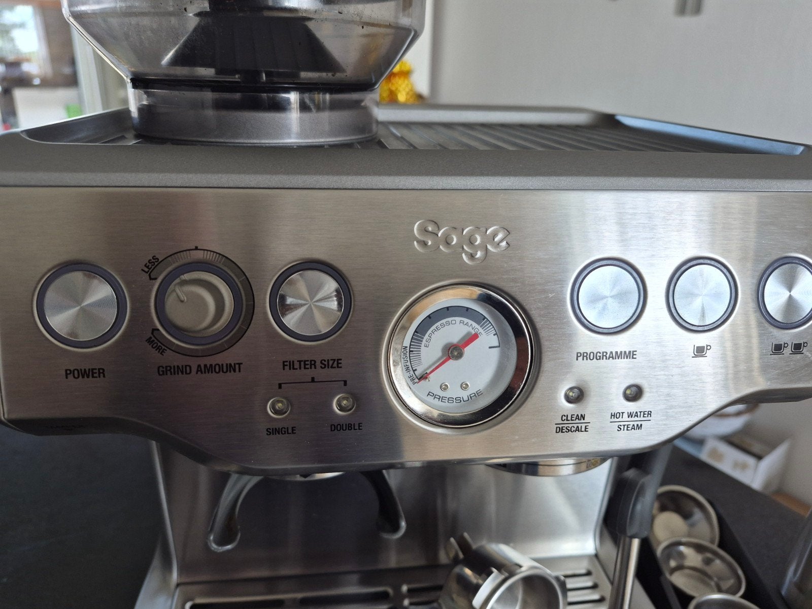 Sage Barista Express Espressomachine met bonen, Ophalen, Gebruikt, Espresso apparaat, Koffiebonen