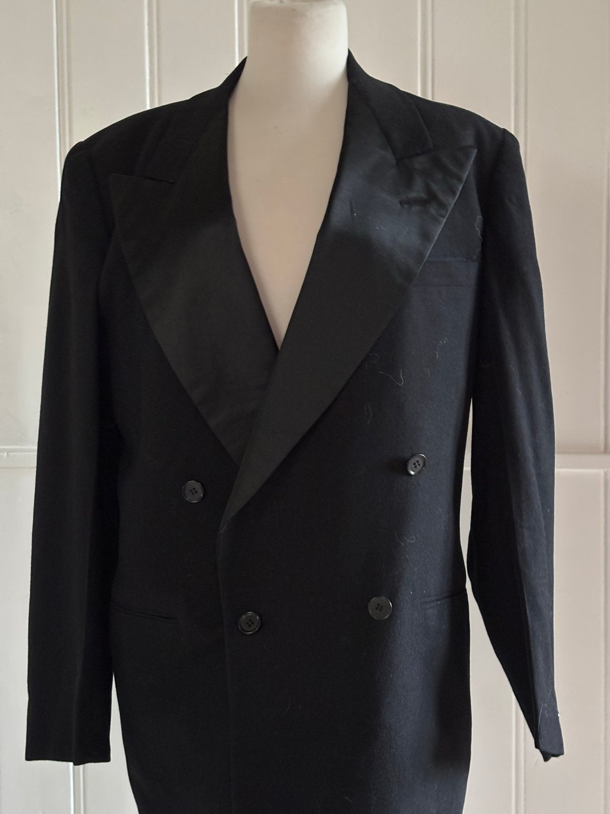 Vintage Dubbelrijig Smoking Jasje en Broek maat 48, Kleding | Heren, Kostuums en Colberts, Ophalen, Gedragen, Overige maten, Zwart
