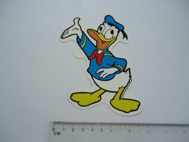 sticker oud Donald Duck eend strip cartoon walt disney retro, Verzenden, Zo goed als nieuw, Bedrijf of Vereniging