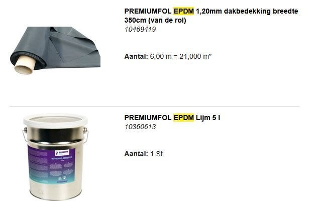6mx3.5m epdm + 5L lijm, Overige materialen, Zwart, Overige typen, Ophalen of Verzenden