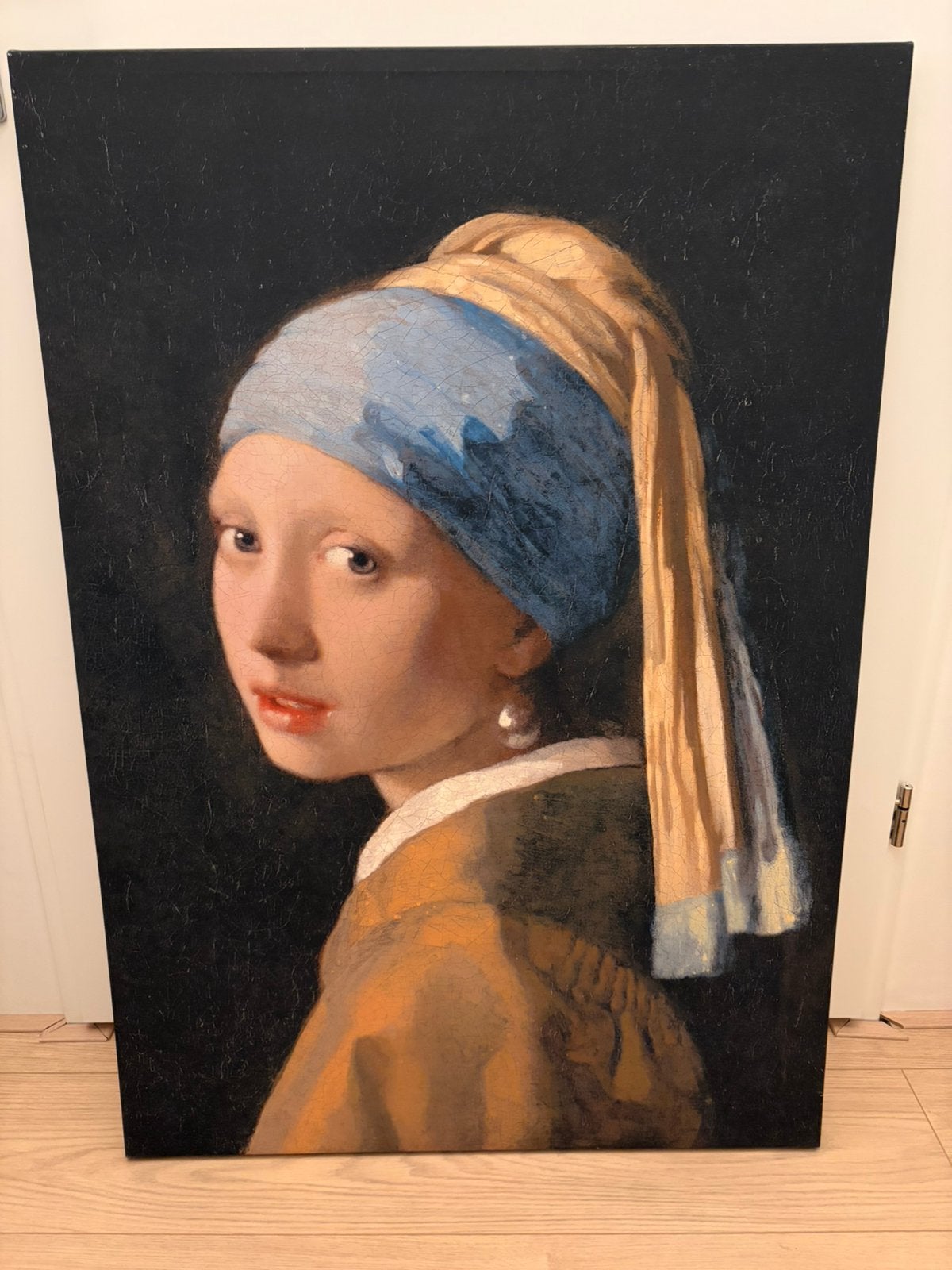 Schilderij Meisje met de parel 70x100 cm, Ophalen, Zo goed als nieuw, Schilderij, 75 – 100