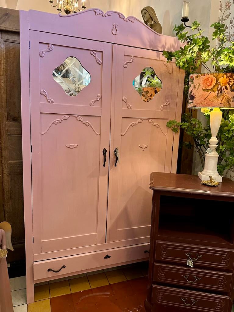 Antieke Legkast, Roze met spiegeldetails, landelijk wonen, Ophalen, Gebruikt, IL Fienile, Hoofdstraat 15 De Steeg