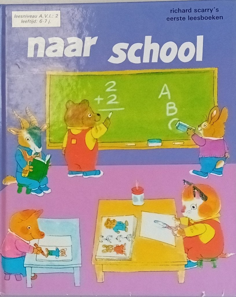 Te Koop: Naar school – Richard Scarry., Boeken, Kinderboeken | Jeugd | onder 10 jaar, Ophalen of Verzenden, Zo goed als nieuw