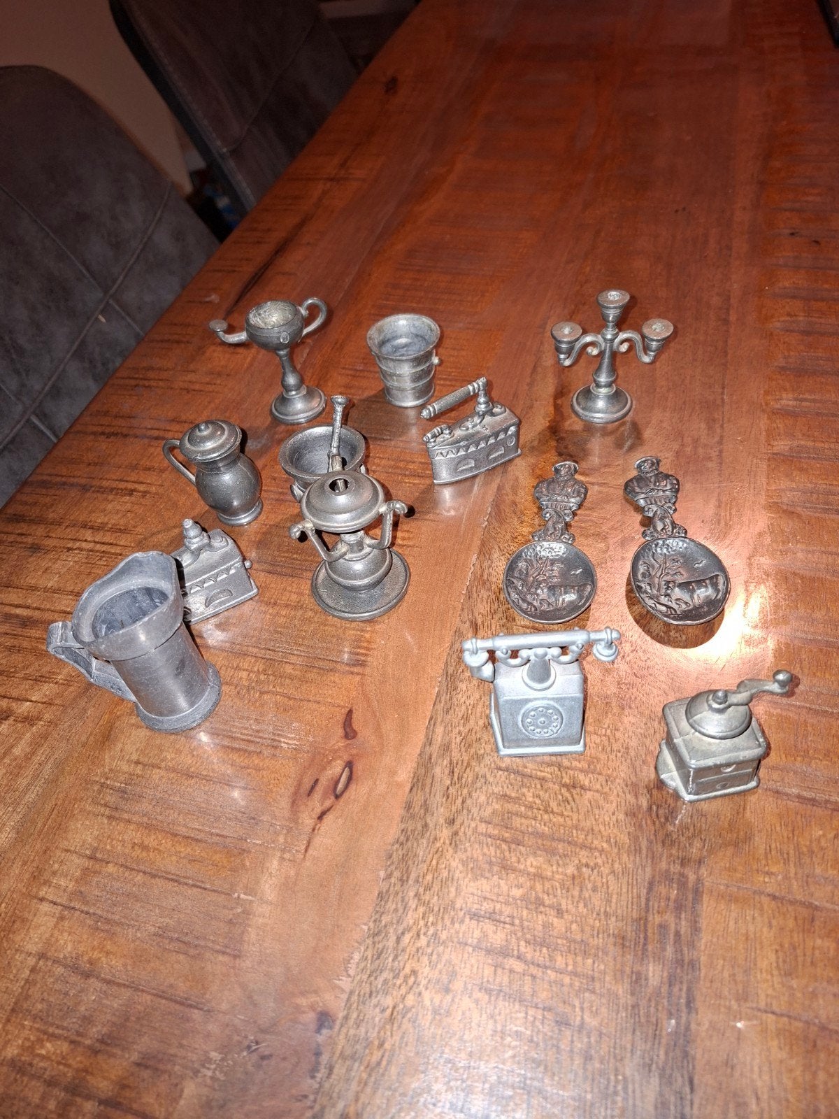 Collectie miniatuur tinnen voorwerpen, Ophalen of Verzenden