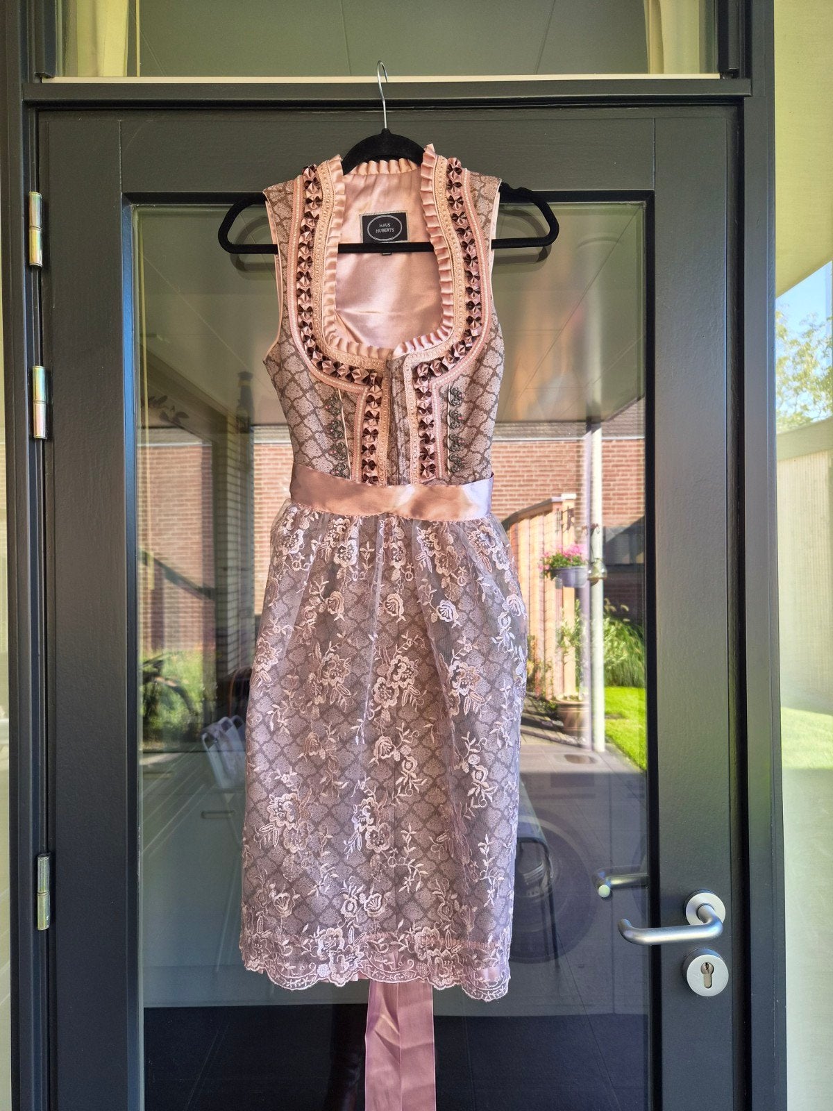 Luxe Dirndl Oudroze/Taupe van Haus Huberts, maat 36, Haus Huberts, Ophalen of Verzenden, Zo goed als nieuw, Roze