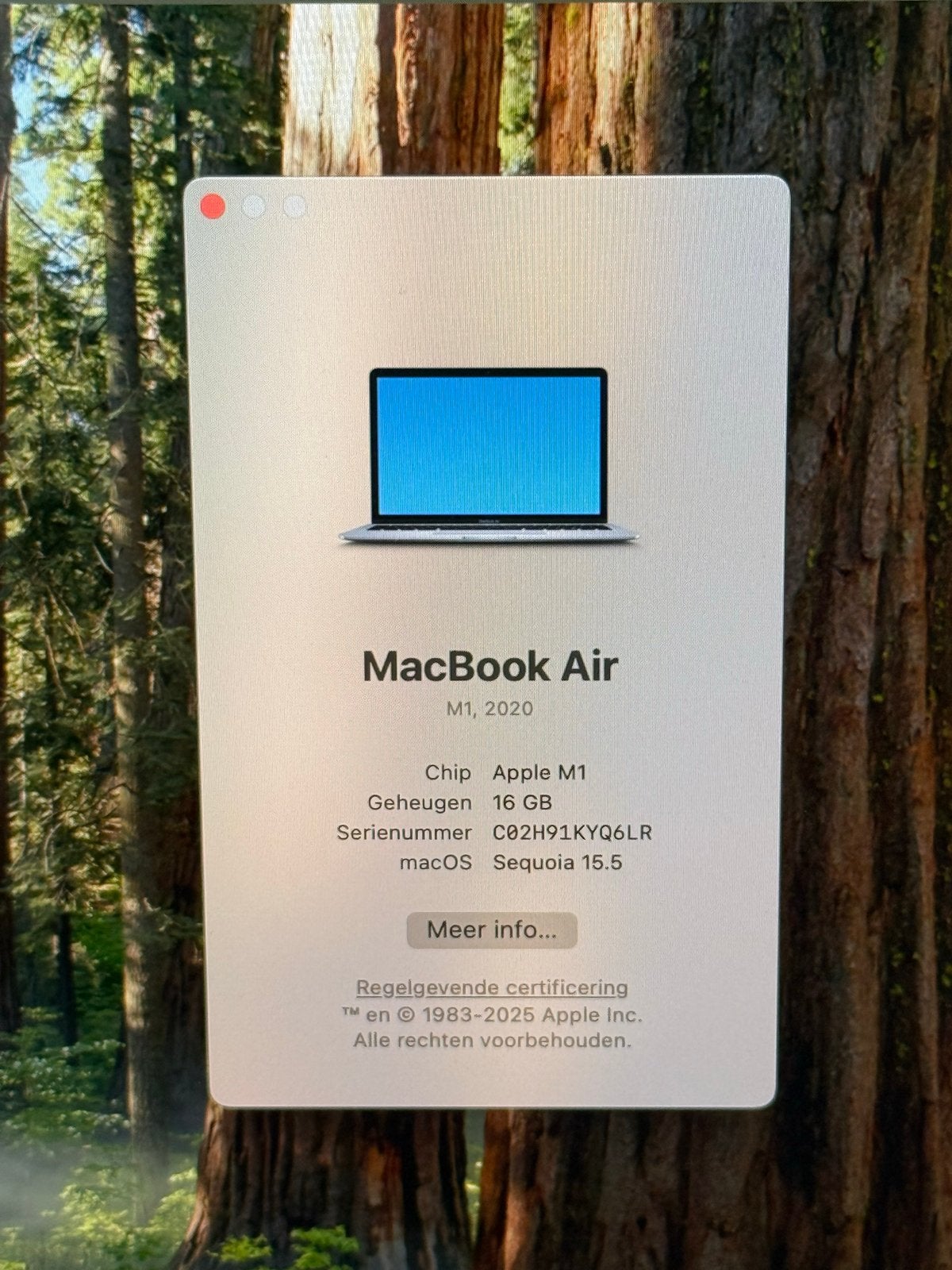 MacBook Air M1 2020 - 13 inch, 16GB RAM, 256GB SSD, Gebruikt, 256 GB, Qwerty, 13 inch