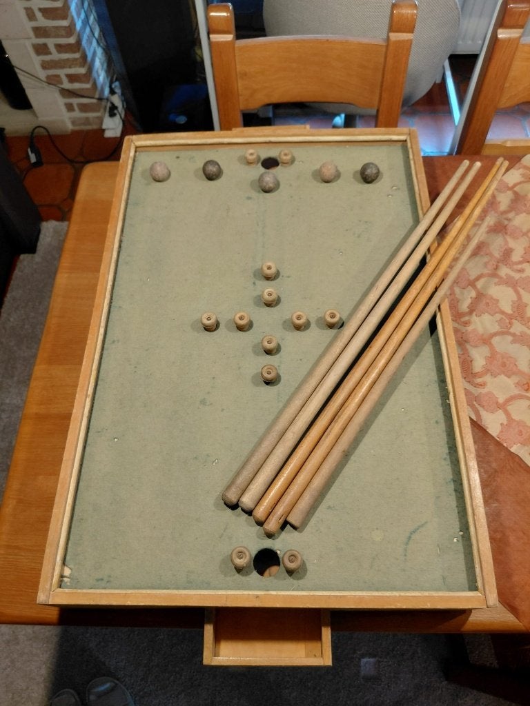 Vintage klassieke houten tafelbiljart – tapbiljart 1950-60, Ophalen
