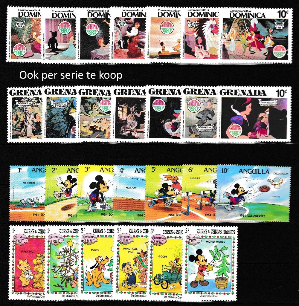 0863) disney dominica grenada anguilla turks & c isl, Postzegels en Munten, Ophalen of Verzenden, Overige thema's