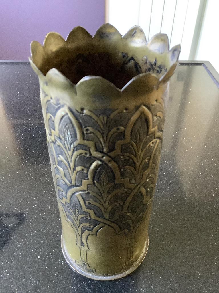 Te koop koperen koffiemolens en bewerkte kogelhuls, Antiek en Kunst, Antiek | Koper en Brons, Ophalen, Koper