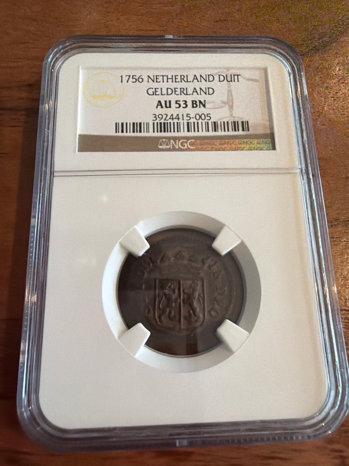 1756 Nederland Duit Gelderland AU 53 BN NGC, Ophalen of Verzenden, Vóór koninkrijk, Overige waardes, Losse munt