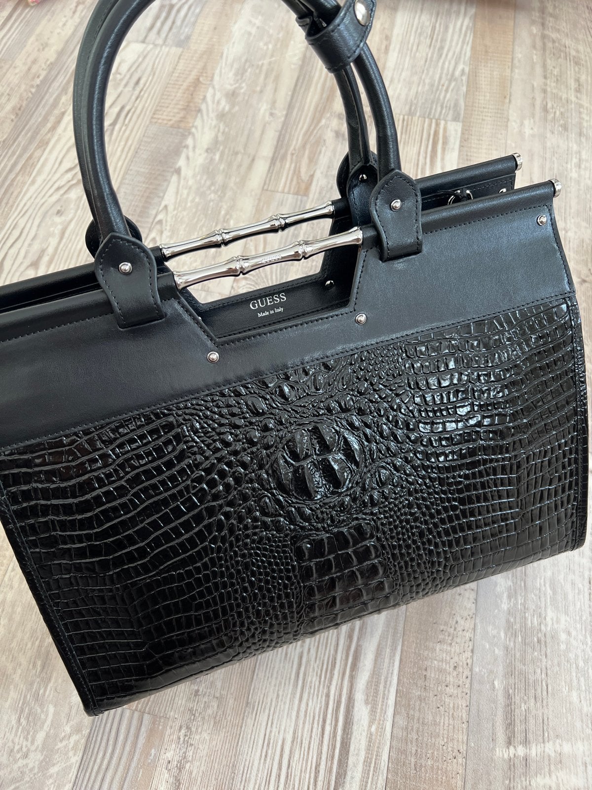Nieuwe Guess handtas, zwart met croco-print, Ophalen of Verzenden, Nieuw, Zwart, Handtas