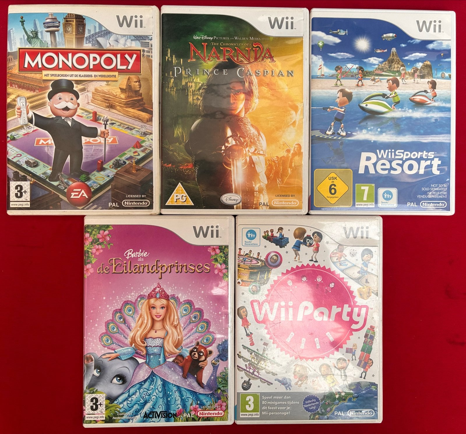 Wii Spellen Bundel: Monopoly, Narnia, Wii Sports Resort, Bar, Gebruikt, Overige genres, Eén computer, Ophalen of Verzenden
