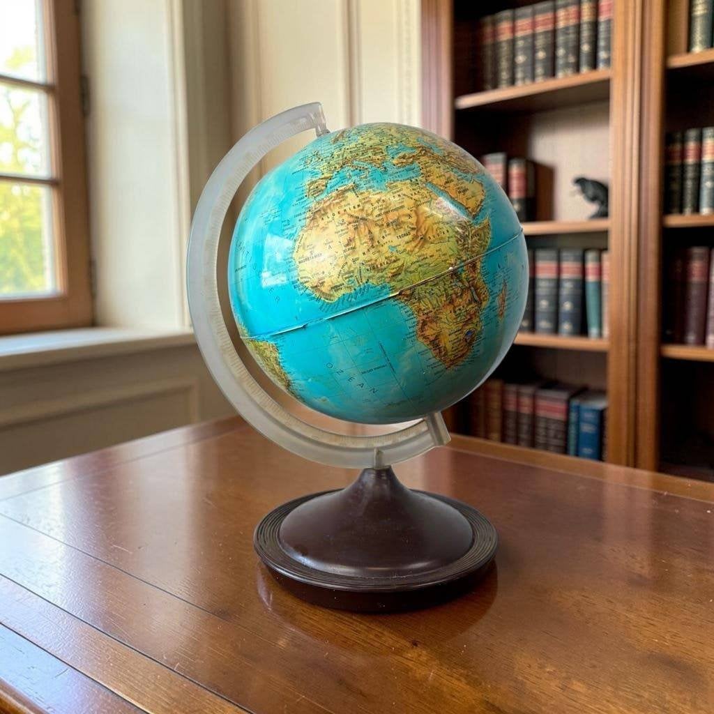 Vintage kleine wereldbol / globe / decoratie, Ophalen, Noord-Brabant