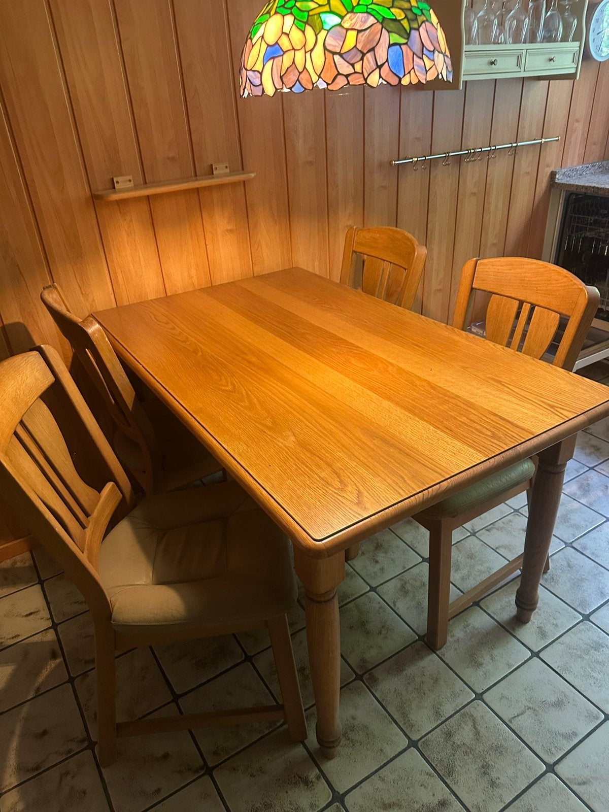 Eiken eethoek incl 4 stoelen, Huis en Inrichting, Ophalen, Gebruikt, 100 tot 150 cm, Eikenhout