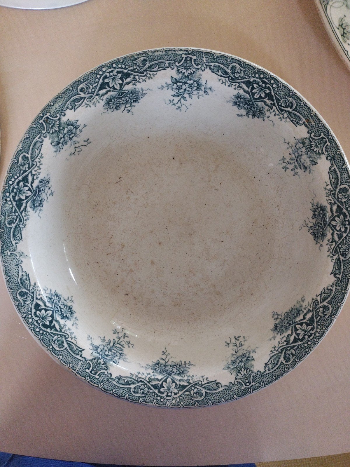 Antieke Prima St. Amand les Eaux Schaal met Blauw Decor, Ophalen of Verzenden