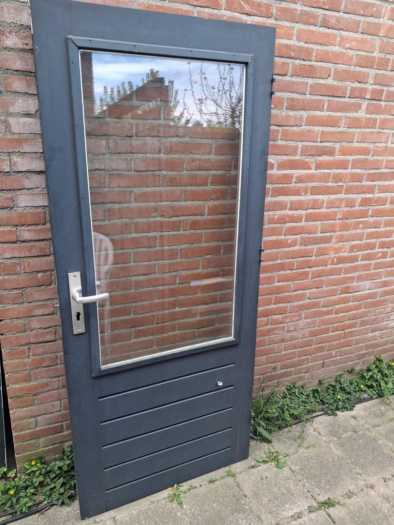 Hardhouten achterdeur87.5x199.5 cmzeer goede deur, Doe-het-zelf en Verbouw, Ophalen, Buitendeur, 200 tot 215 cm