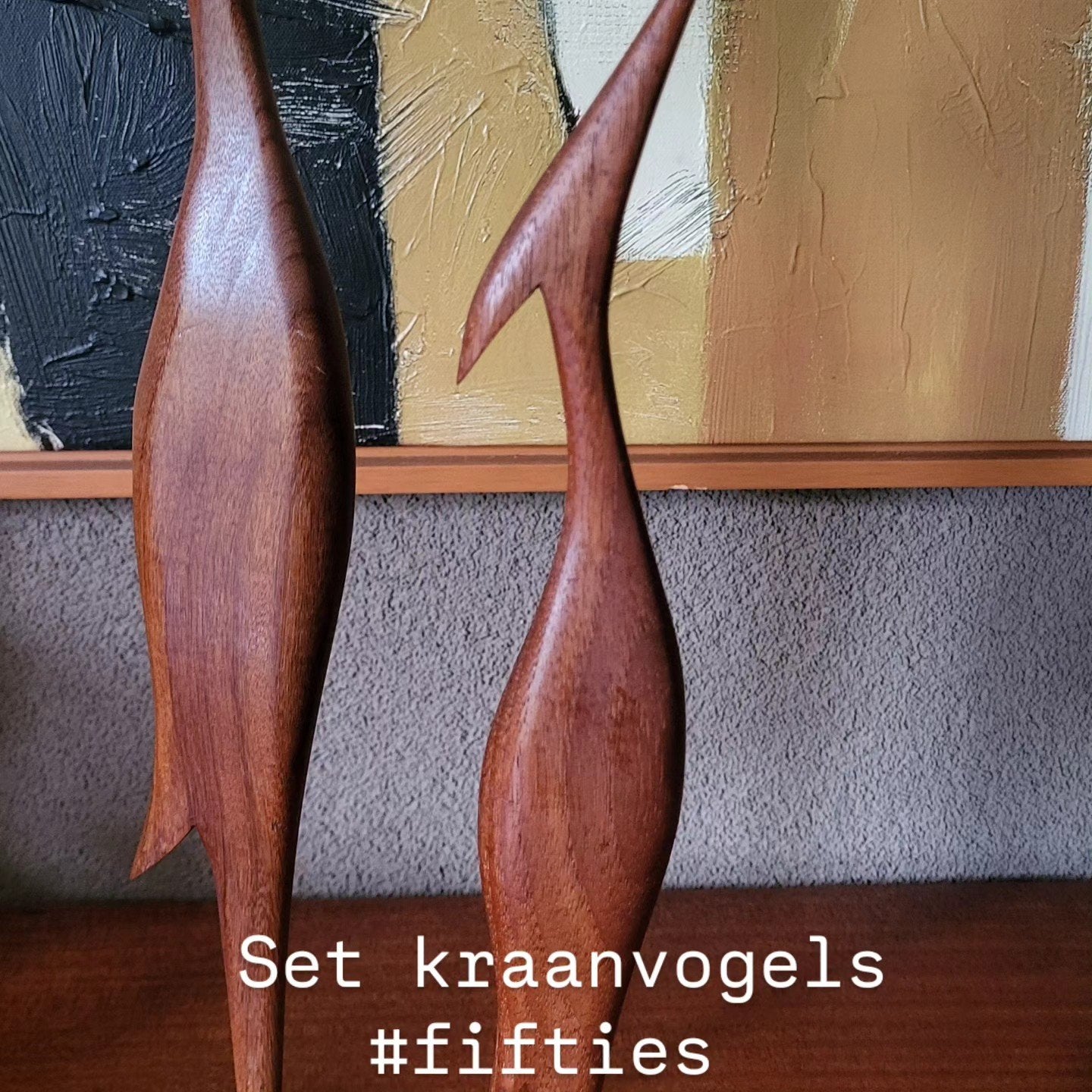 Vintage houten kraanvogels, Ophalen of Verzenden, Huis en Inrichting