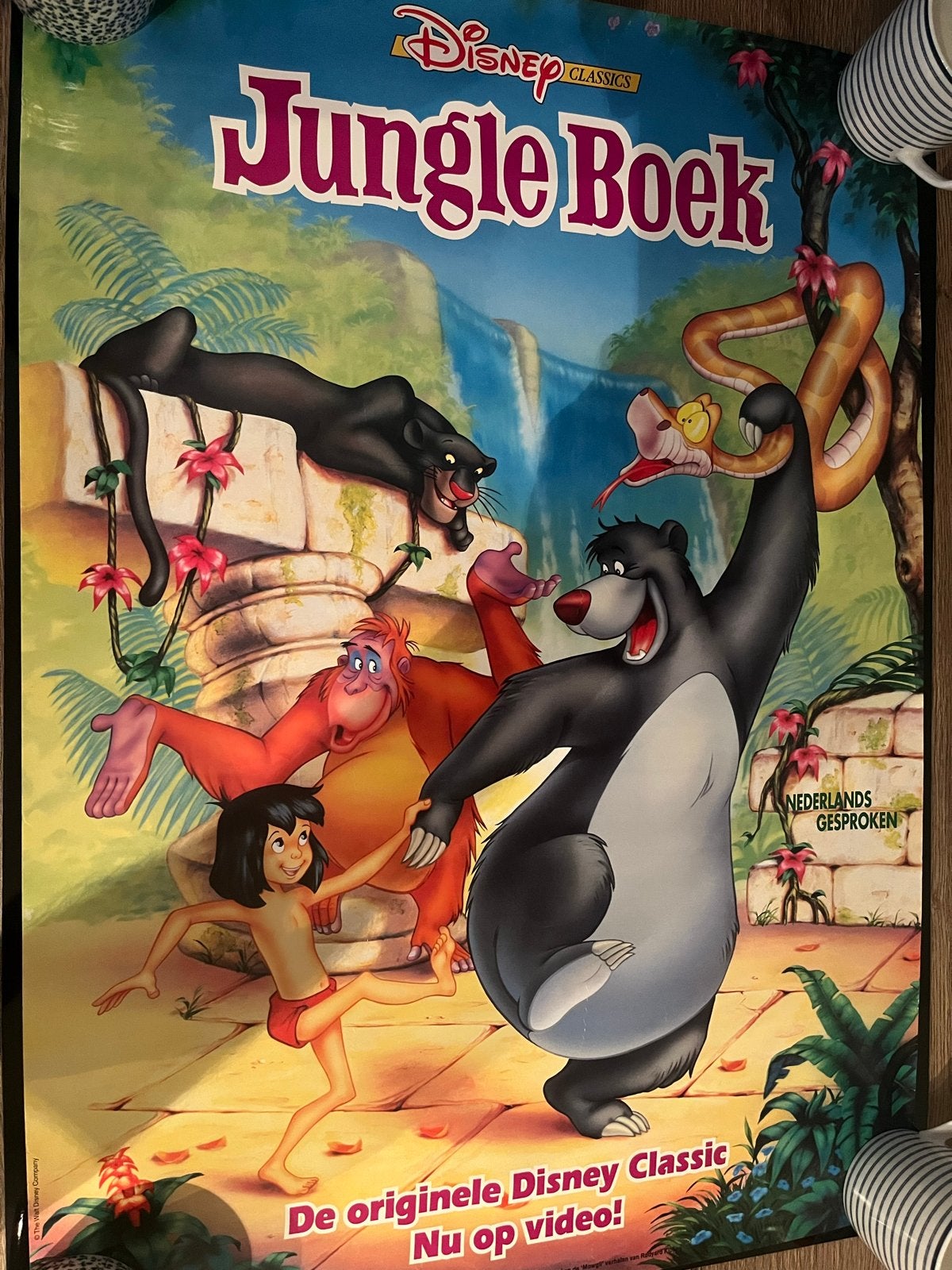 Disney Classics Jungle Boek Video Poster, Ophalen of Verzenden, Leeuwenkoning of Jungle Boek, Gebruikt, Plaatje of Poster