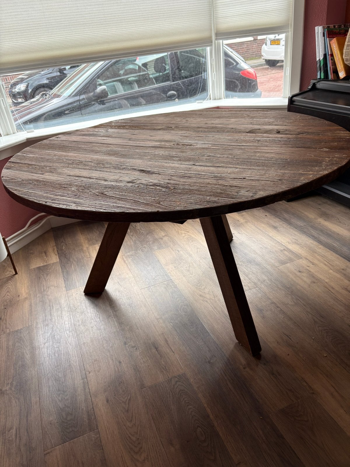 WOOOD Massieve Ronde Houten Tafel Eijerkamp - 140 cm, Gebruikt, Rond, Ophalen of Verzenden, Vijf personen of meer
