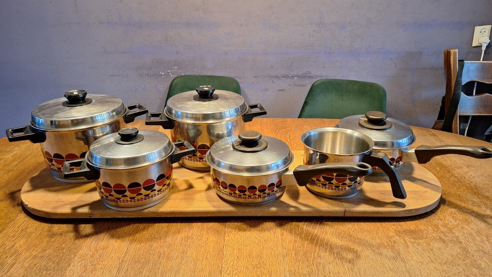 Fissler Pannenset - 2x steelpan, 1x melkpan, 3x ketel, Gebruikt, Pannenset, Ophalen of Verzenden, Fissler