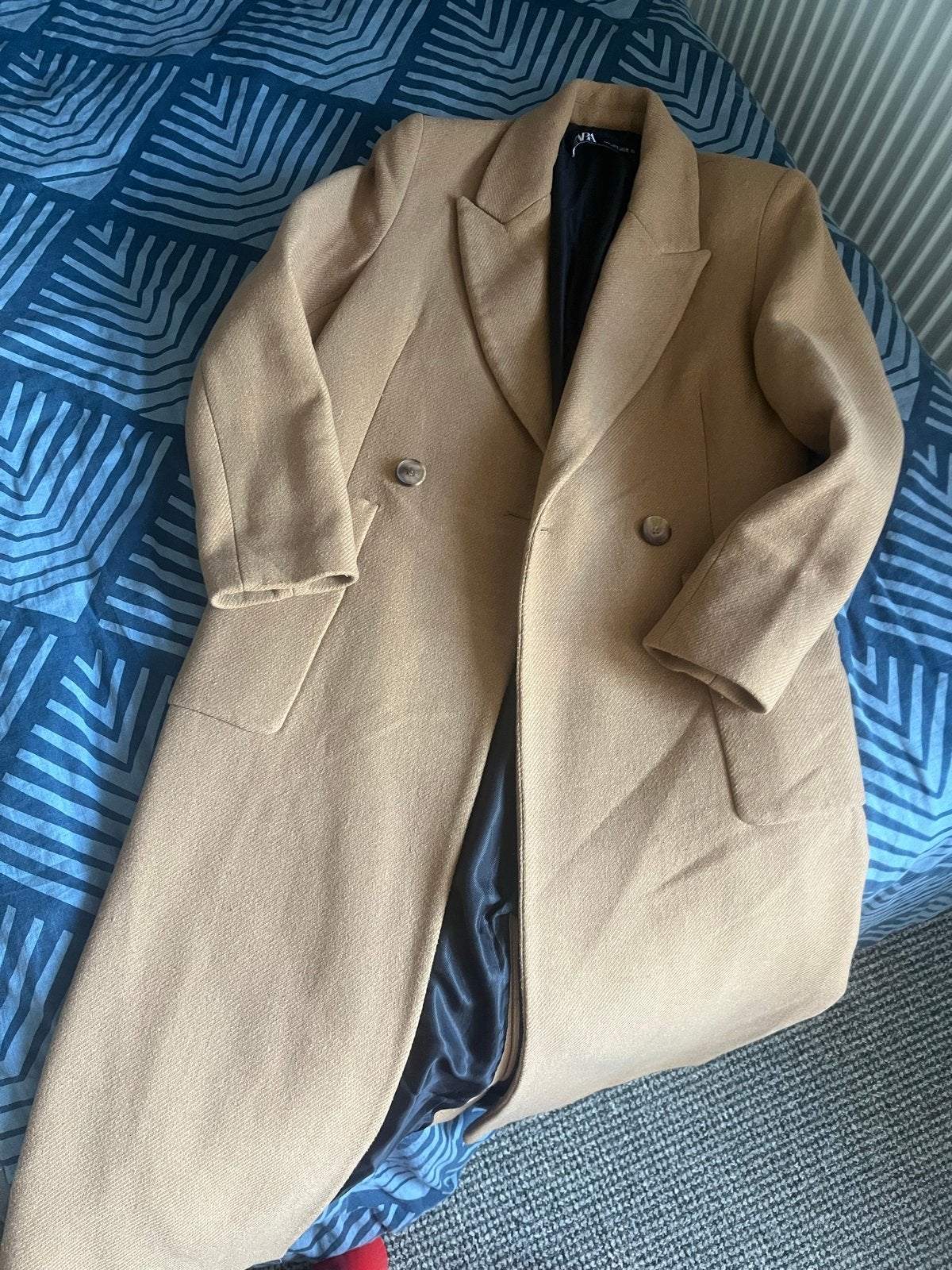 Zara wollen lange jas maat S in Camel, Kleding | Dames, Ophalen of Verzenden, Zo goed als nieuw, Maat 36 (S), Bruin