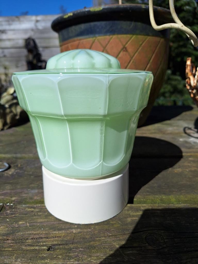 Groene Thabur plafondlamp jaren '30, Ophalen of Verzenden, Gebruikt