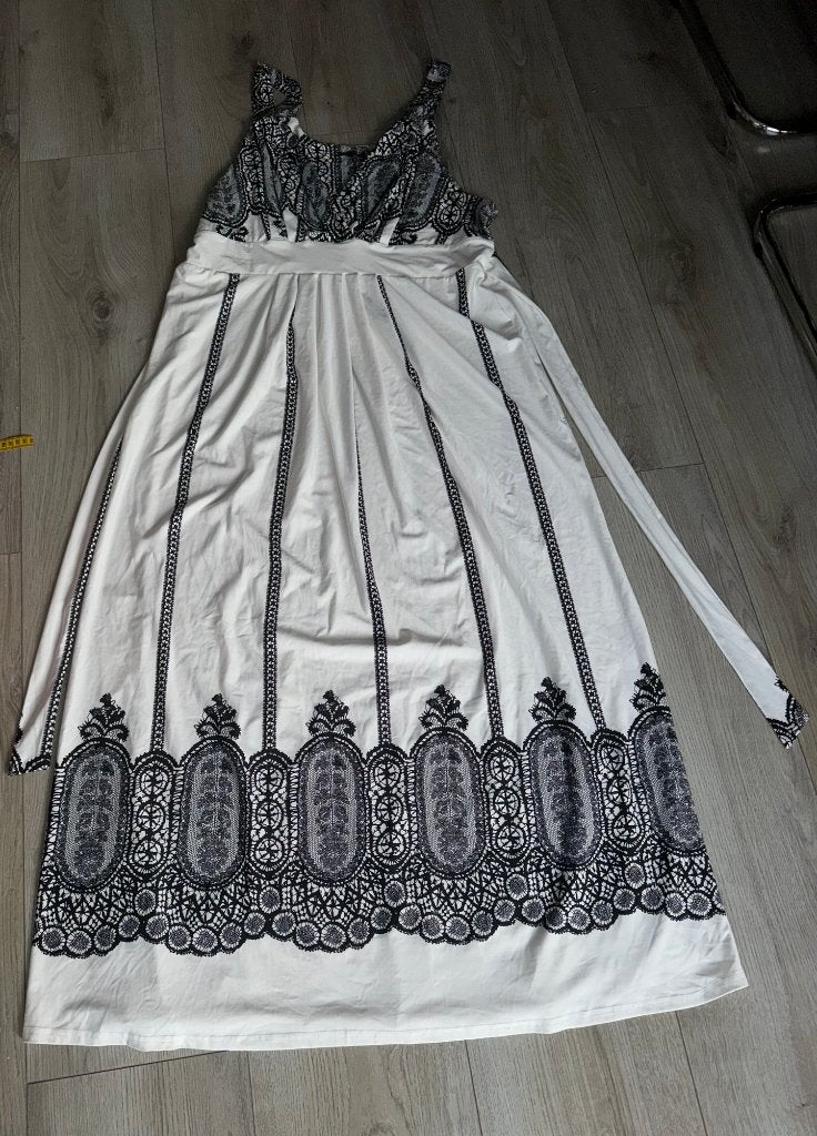 Feestjurk jurk jurkje off white wit zwart 54 52 ? trouwjurk, Kleding | Dames, Verzenden, Zo goed als nieuw, Wit, Jurk